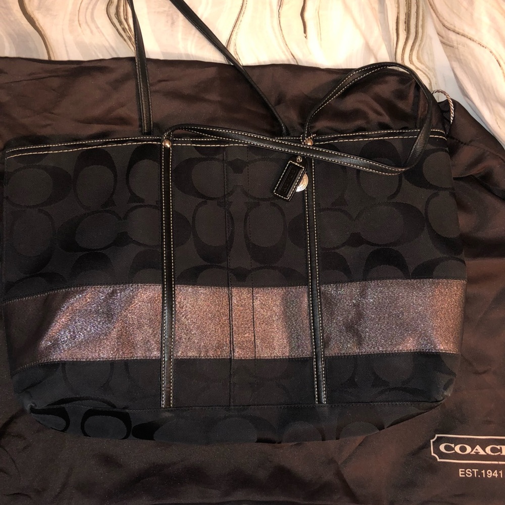 Coach signature stripe large tote